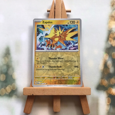Thẻ hình Pokemon Zapdos 065/167 - Lá bài Scarlet&Violet Twilight Masquerade Holo Rare Reverse Holo tiếng Anh chính hãng
