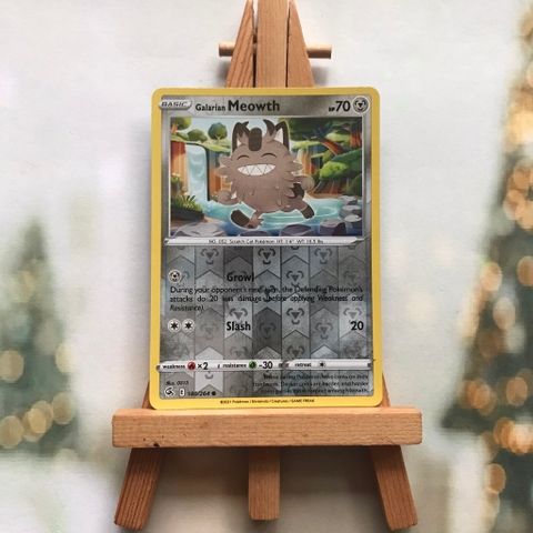 Thẻ hình Pokemon Galarian Meowth 180/264 - Lá bài Sword & Shield: Fusion Strike Common Reverse Holo tiếng Anh chính hãng