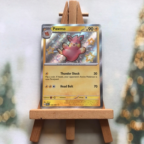 Thẻ hình Pokemon Pawmo 143/091 - Lá bài lẻ Paldean Fates Shiny Rare tiếng Anh chính hãng