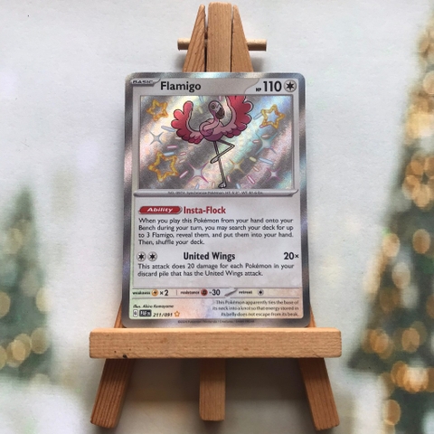 Thẻ hình Pokemon Flamigo 211/091- Lá bài lẻ Paldean Fates Shiny Rare tiếng Anh chính hãng