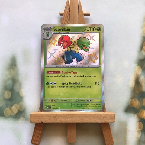 Thẻ hình Pokemon Scovillain 107/091 - Lá bài lẻ Paldean Fates Shiny Rare tiếng Anh chính hãng
