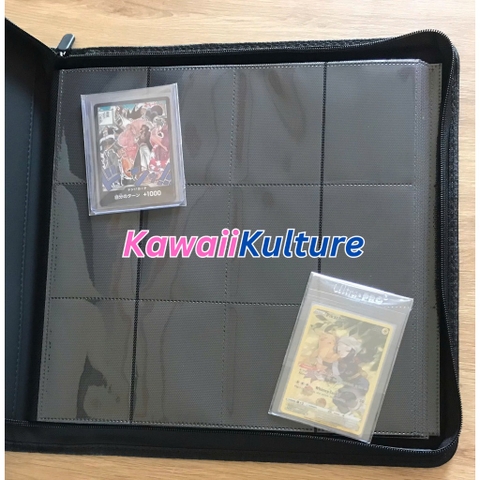 Album sưu tầm thẻ bài - Binder đựng TCG card Pokemon YugiOh Onepiece, 2x2, 3x3, 4x3, 4x4 móc khóa kéo, da PU, chất lượng cao