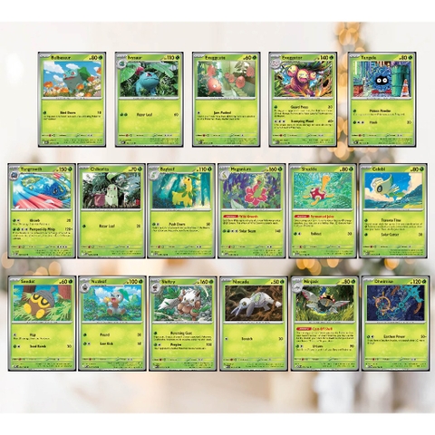[Reverse 132- Grass] Thẻ hình Pokemon Hệ cỏ từ Mega Evolution Base Set Reverse Holo tiếng Anh