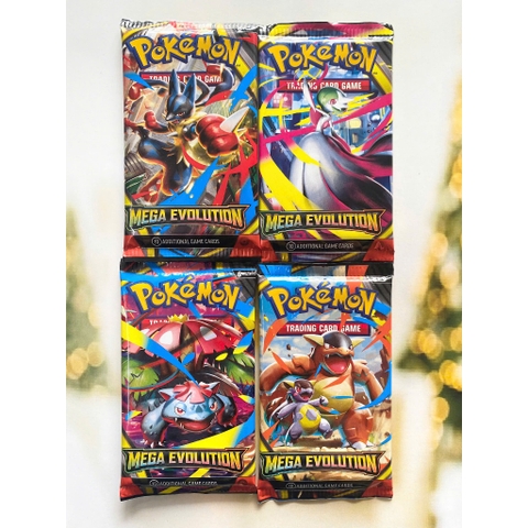 [Art Set] Combo 4 gói Mega Evolution Booster Pack tiếng Anh - Túi thẻ bài Series Pokemon TCG