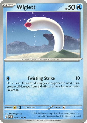 Thẻ hình Pokemon Wiglett 055/198 - Lá bài lẻ Scarlet & Violet Base Set Common Reverse Holo tiếng Anh chính hãng