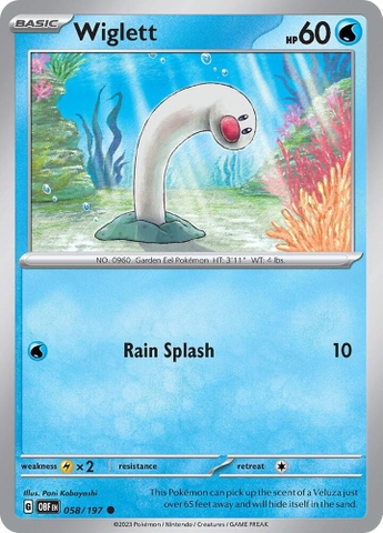Thẻ hình Pokemon Wiglett 058/197 - Lá bài lẻ Obsidian Flames Common Reverse Holo tiếng Anh chính hãng