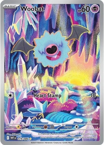 Thẻ hình Pokemon Woobat 119/086 - Lá bài lẻ White Flare Illustration Rare tiếng Anh chính hãng