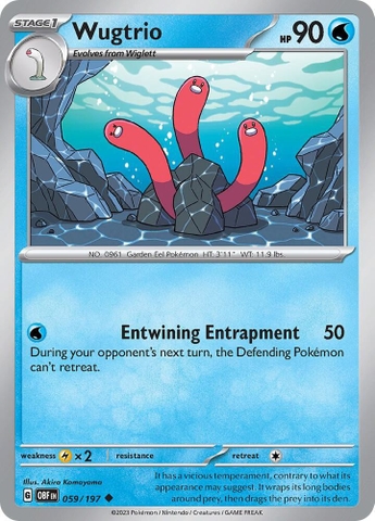 Thẻ hình Pokemon Wugtrio 059/197 - Lá bài lẻ Obsidian Flames Uncommon Reverse Holo tiếng Anh chính hãng