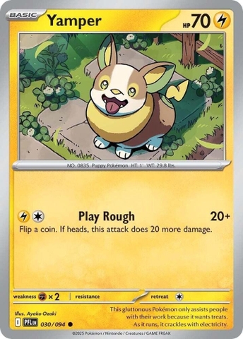 Thẻ hình Pokemon Yamper 030/094 - Lá bài lẻ Phantasmal Flames Common Reverse Holo tiếng Anh chính hãng