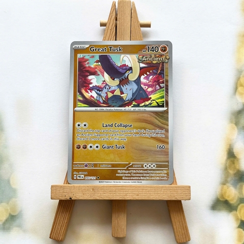 Thẻ hình Pokemon Great Tusk 055/131 - Lá bài lẻ Prismatic Evolutions Uncommon Reverse Holo tiếng Anh chính hãng