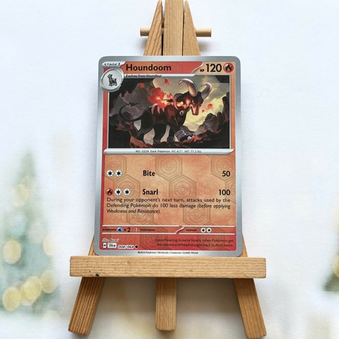 Thẻ hình Pokemon Houndoom 008/064 - Lá bài Scarlet & Violet Shrouded Fable Common Reverse Holo tiếng Anh chính hãng