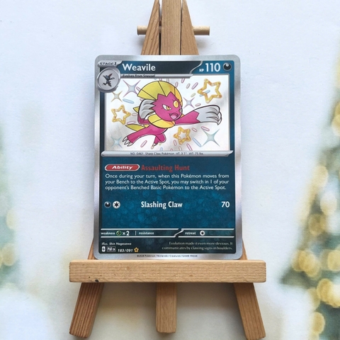 Thẻ hình Pokemon Weavile 183/091 - Lá bài lẻ Paldean Fates Shiny Rare tiếng Anh chính hãng