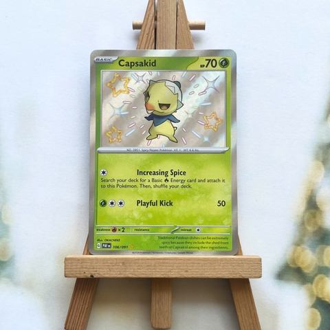 Thẻ hình Pokemon Capsakid 106/091 - Lá bài Paldean Fates Shiny Rare tiếng Anh chính hãng