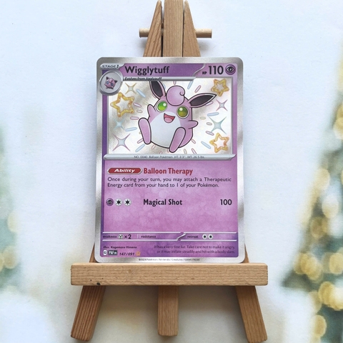 Thẻ hình Pokemon Wigglytuff 147/091 - Lá bài Paldean Fates Shiny Rare tiếng Anh chính hãng