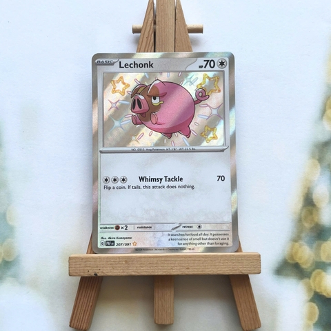 Thẻ hình Pokemon Lechonk 207/091 - Lá bài Paldean Fates Shiny Rare tiếng Anh chính hãng