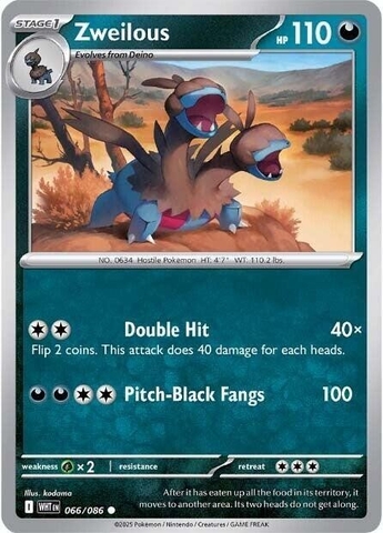 Thẻ hình Pokemon Zweilous 066/086 - Lá bài lẻ White Flare Common Reverse Holo tiếng Anh chính hãng