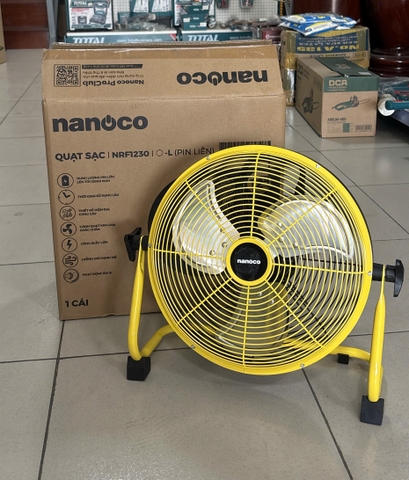 Quạt sạc sàn Nanoco NRF1230L màu vàng (Công suất 20W, 12 inch)