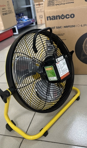 Quạt sạc sàn Nanoco NRF1230L màu vàng (Công suất 20W, 12 inch)