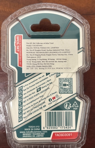 Bộ 9 đầu tua vít Total TACSD3091