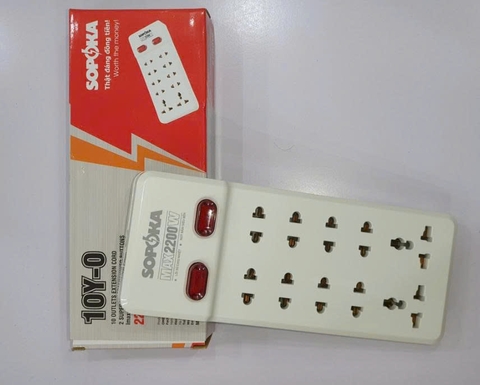 Ổ cắm 10 cửa lõi sứ chịu nhiệt 2200W 10Y-0 Sopoka