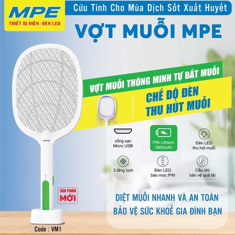 Vợt muỗi thông minh, có đèn thu hút muỗi MPE-VM1
