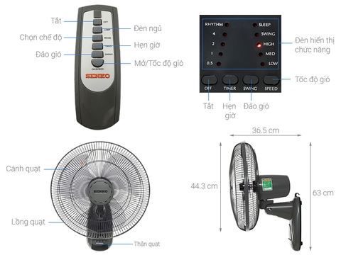 Quạt treo điều khiển từ xa TR1683/TR1628