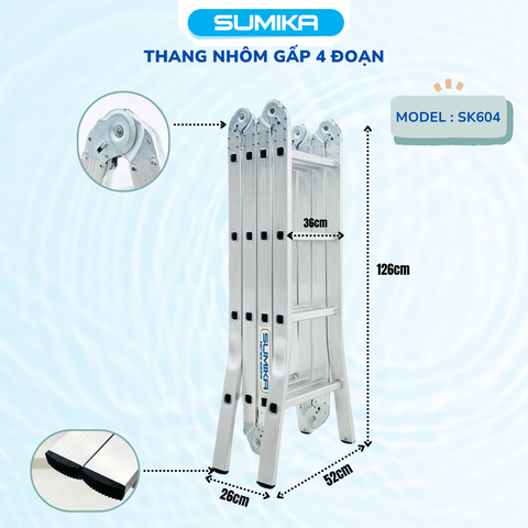 Thang nhôm xếp 4 đoạn SUMIKA SK604