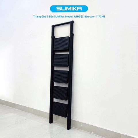 Thang ghế 5 bậc SUMIKA A105 (Black), chiều cao 117cm