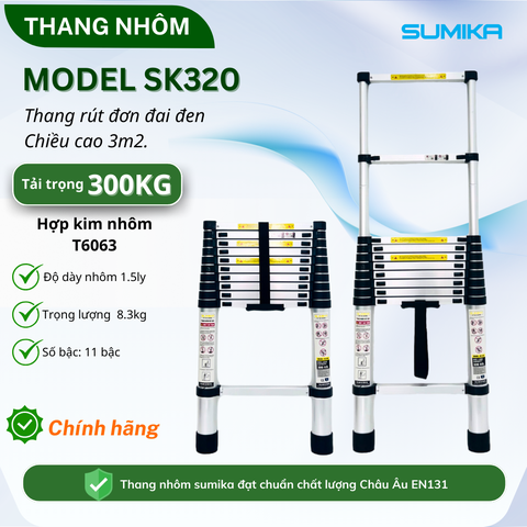 Thang rút nhôm Sumika SK320,chiều cao 3.2m