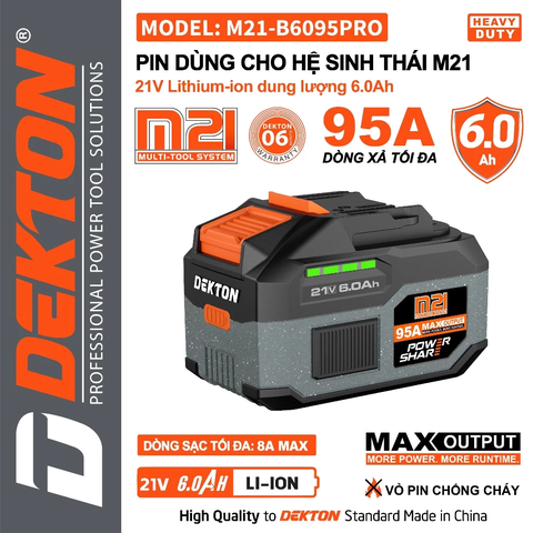 CB-DEKTON Pin M21-B6095PRO+ sạc M21-S40CP tiết kiệm