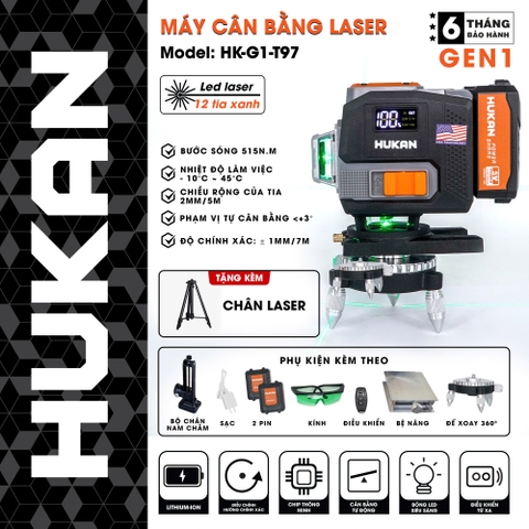Máy cân bằng laser 12 line Hukan (kèm chân) HK-G1-T97