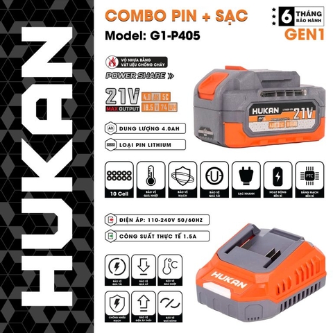 Combo pin 10Cell 4.0 + sạc 1.5Ah Hukan G1-P405
