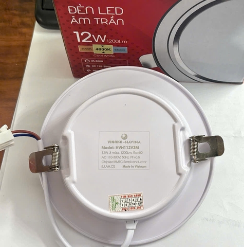 Đèn LED âm trần 12W- Ø110 - 3 chế độ (viền vàng)