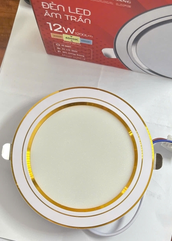 Đèn LED âm trần 12W- Ø110 - 3 chế độ (viền vàng)