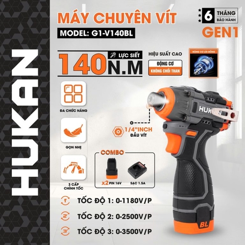 Máy chuyên vít Hukan G1-V140BL