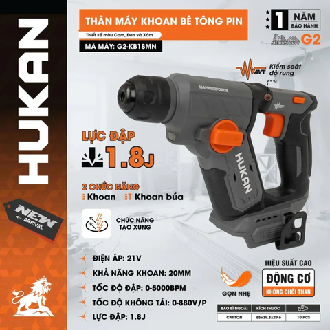 Thân máy khoan đục mini 2 chức năng Hukan G2-KB18MN