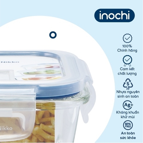 Hộp thuỷ tinh vuông Nikko Inochi 800ml