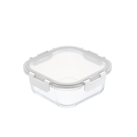 Hộp thủy tinh vuông Nikko Pure nắp 4 chấu Inochi 800ml