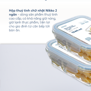 Hộp thuỷ tinh chữ nhật Nikko Inochi 1040ml 2 ngăn