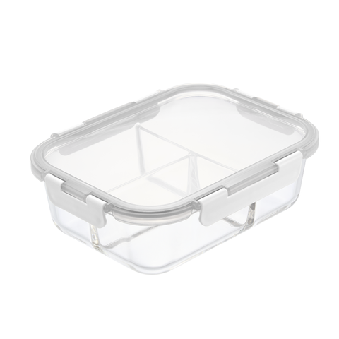 Hộp thủy tinh chữ nhật 3 ngăn Nikko Pure nắp 4 chấu Inochi