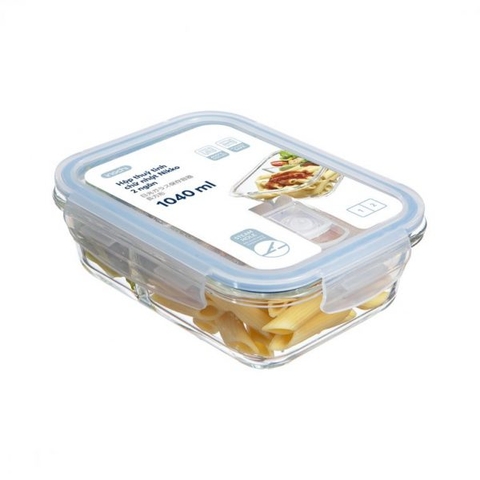 Hộp thuỷ tinh chữ nhật Nikko Inochi 1040ml 2 ngăn