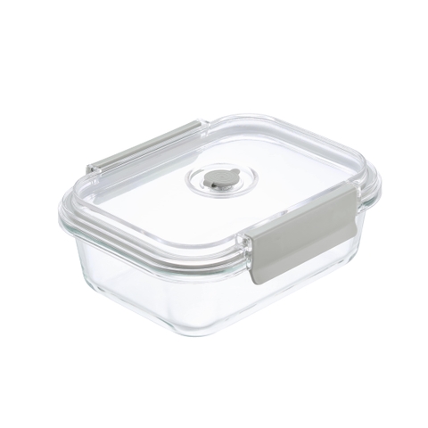 Hộp thủy tinh chữ nhật 3 ngăn 1050ml Nikko Valve nắp 2 chấu có lỗ thoát hơi Inochi