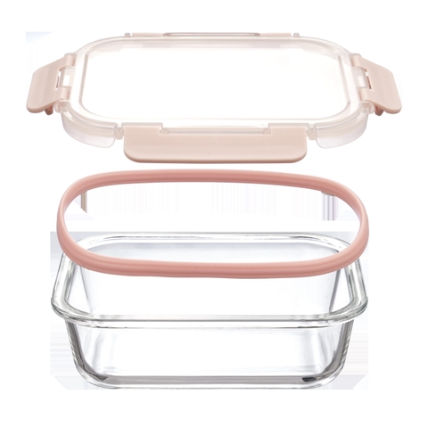 Hộp thủy tinh vuông Nikko Pure nắp 4 chấu Inochi 800ml