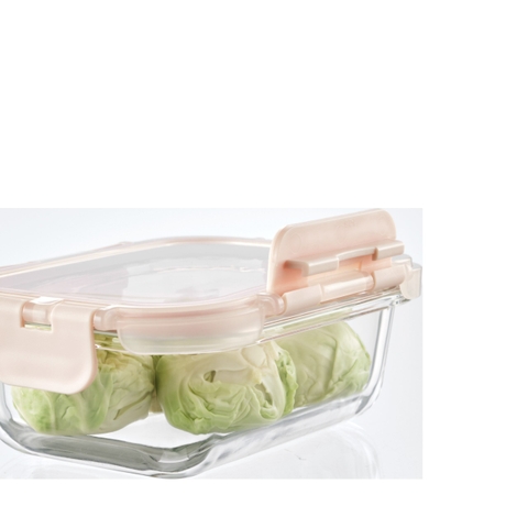 Hộp thủy tinh chữ nhật Nikko Pure nắp 4 chấu Inochi 370ml