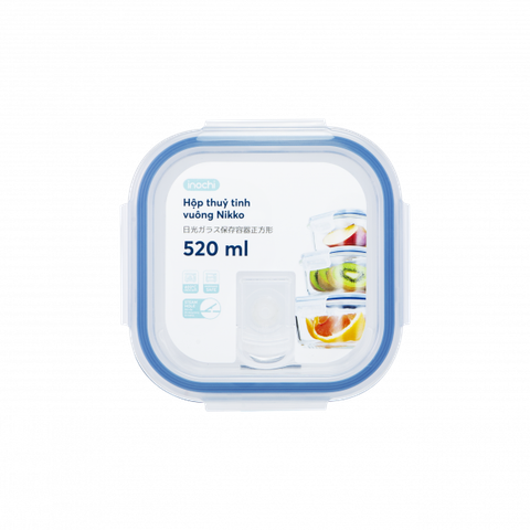 Hộp thuỷ tinh vuông Nikko Inochi 520ml