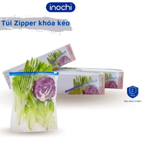 Túi zipper đa năng Shinshen 3L (có khoá kéo loại xanh - đáy mở rộng) Inochi