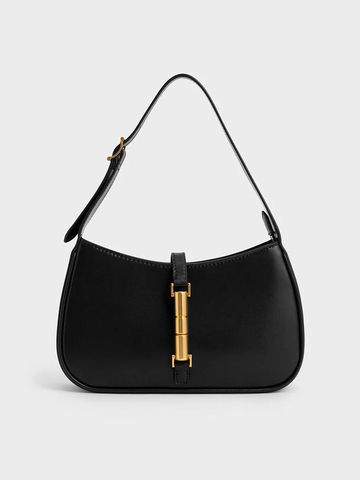 Cesia Metallic Accent Trapezoid Shoulder Bag