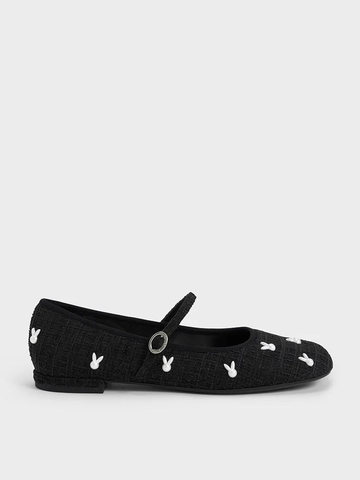 Bunny Tweed Mary Jane Flats