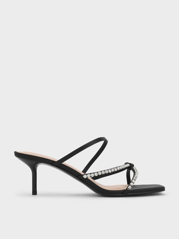 Gem-Embellished Strappy Heeled Sandals Long