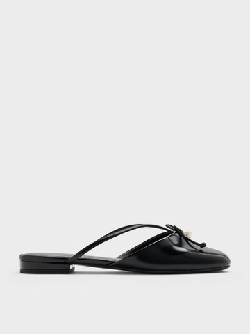 Pearl-Accent Bow Flat Mules